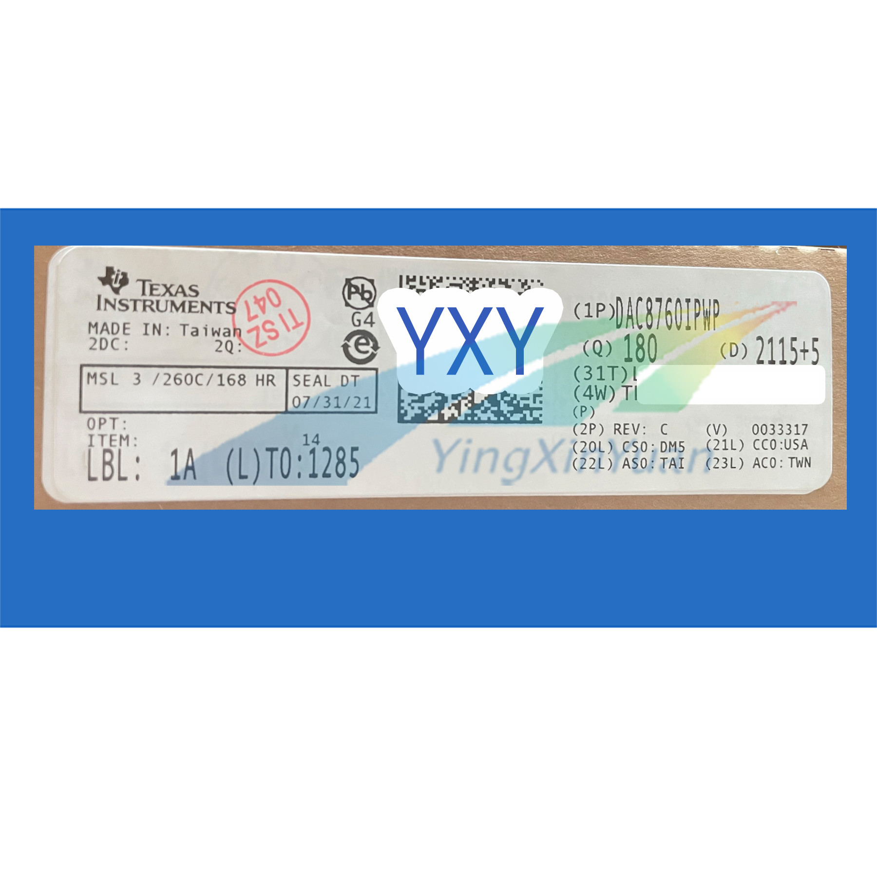 EAR99 ECCN Electronic IC Chip Surface Mounting TI DAC8760IPWP